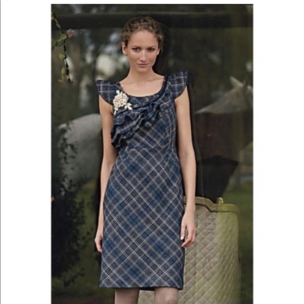 FLOREAT by ANTROPOLOGIE blue plaid dress